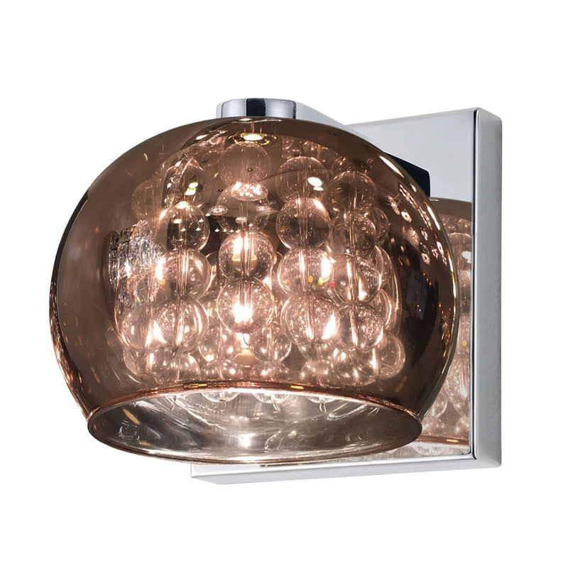 Arandela Soho Cromado e Transparente e Cobre (c)16cm (l)13cm (a)12cm  1xg9 25w - HO7616CO - Bella Iluminação