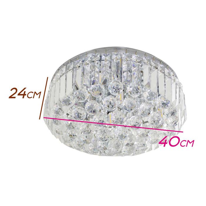 Plafon Cristal Bella Transparente Kri 40cm P/ 5 Lampadas G9 Hu1103 St1324