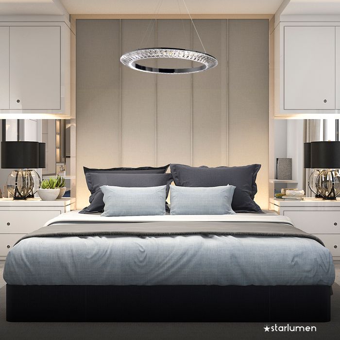 Pendente Orbit Cromado e Cromado Cristal 63cm LED 30W ID009C Bella ST2556