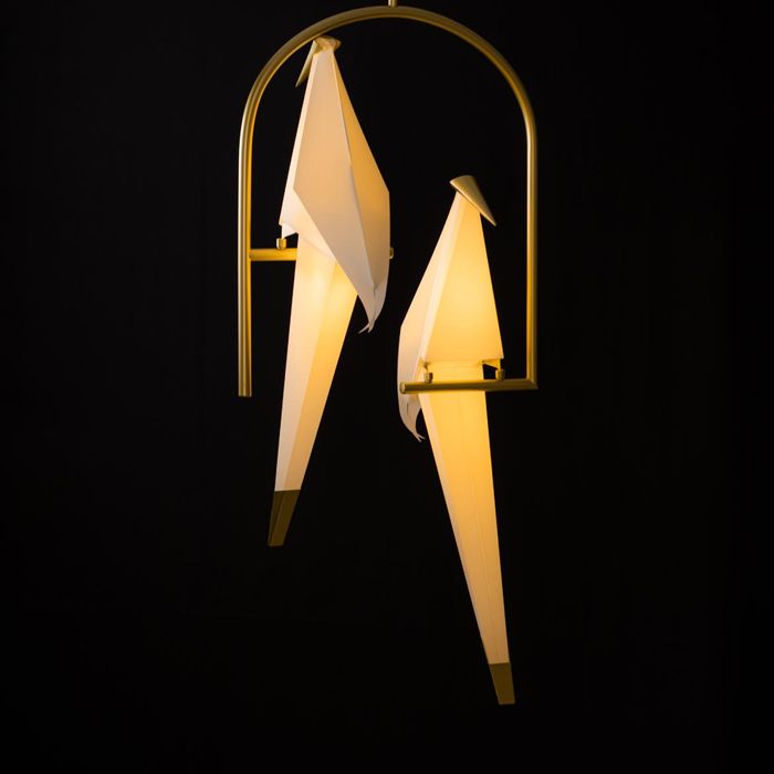 Pendente Perch Bird Pássaros Origami Ouro Fosco LED 8W Starlux ST1786