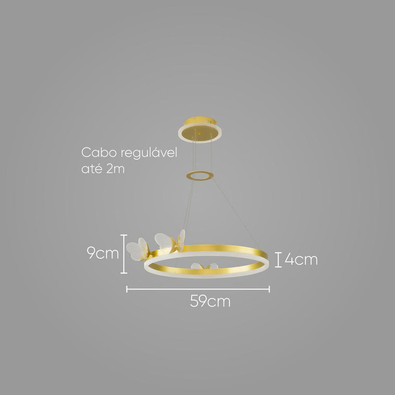 Pendente Papilio IDL021PRMG Ouro Fosco LED 58W 2700K ST2715