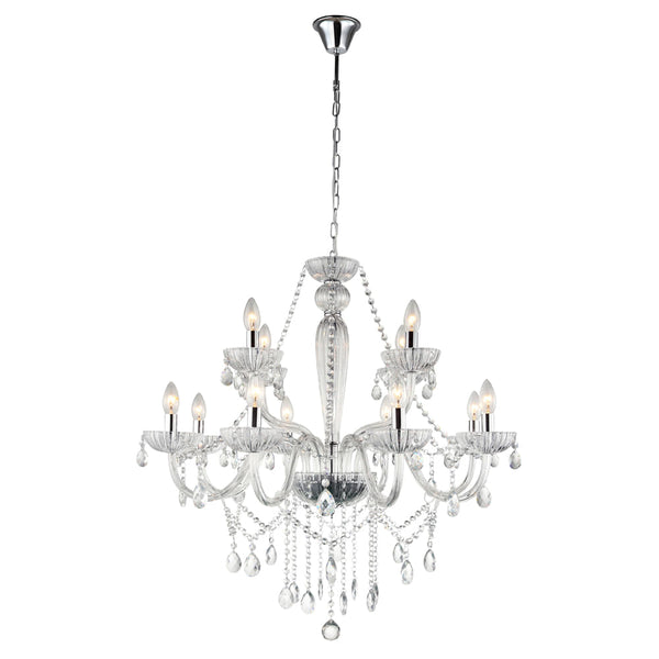 Lustre Anjou Cromado e Transparente (d)82cm (a)79cm  12xe14 480w - JF112C - Bella Iluminação