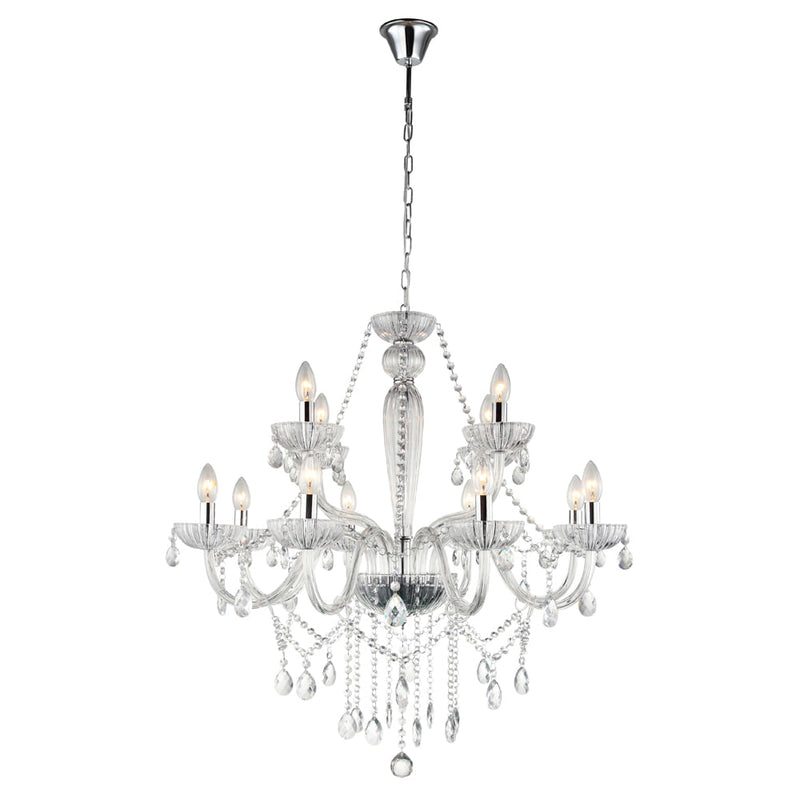 Lustre Anjou Cromado e Transparente (d)82cm (a)79cm  12xe14 480w - JF112C - Bella Iluminação