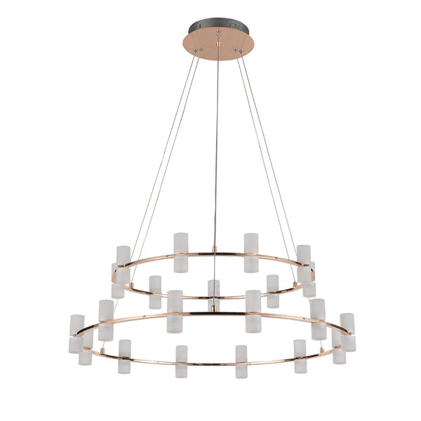 Pendente Candel Dourado e Branco (d)82cm (a)36cm  42x2w 3000k 6720lm - JJ002 - Bella Iluminação