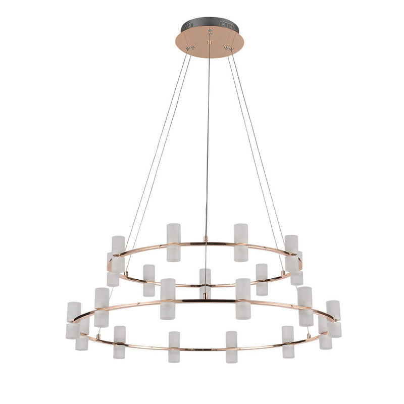 Pendente Candel Dourado e Branco (d)82cm (a)36cm  42x2w 3000k 6720lm - JJ002 - Bella Iluminação