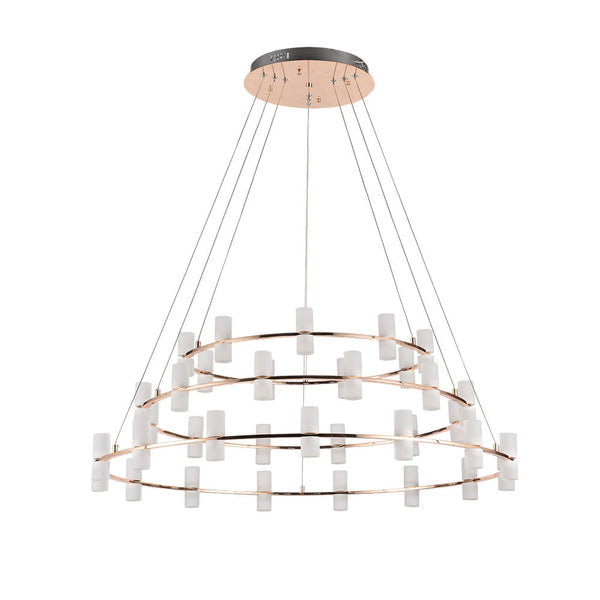 Pendente Candel Dourado e Branco (d)100cm (a)61cm  72x2w 3000k 11520lm - JJ003 - Bella Iluminação