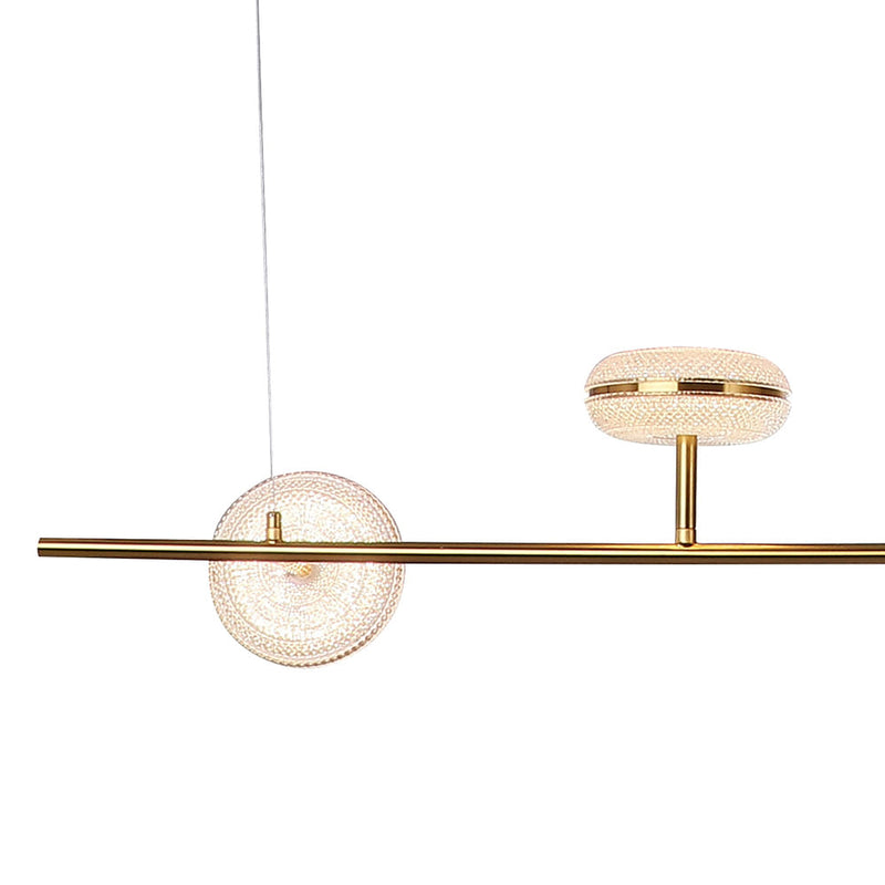 Pendente Dende Dourado e Transparente (c)28cm (l)123cm (a)15cm  4x13w 3000k 4160lm - JJ019 - Bella Iluminação