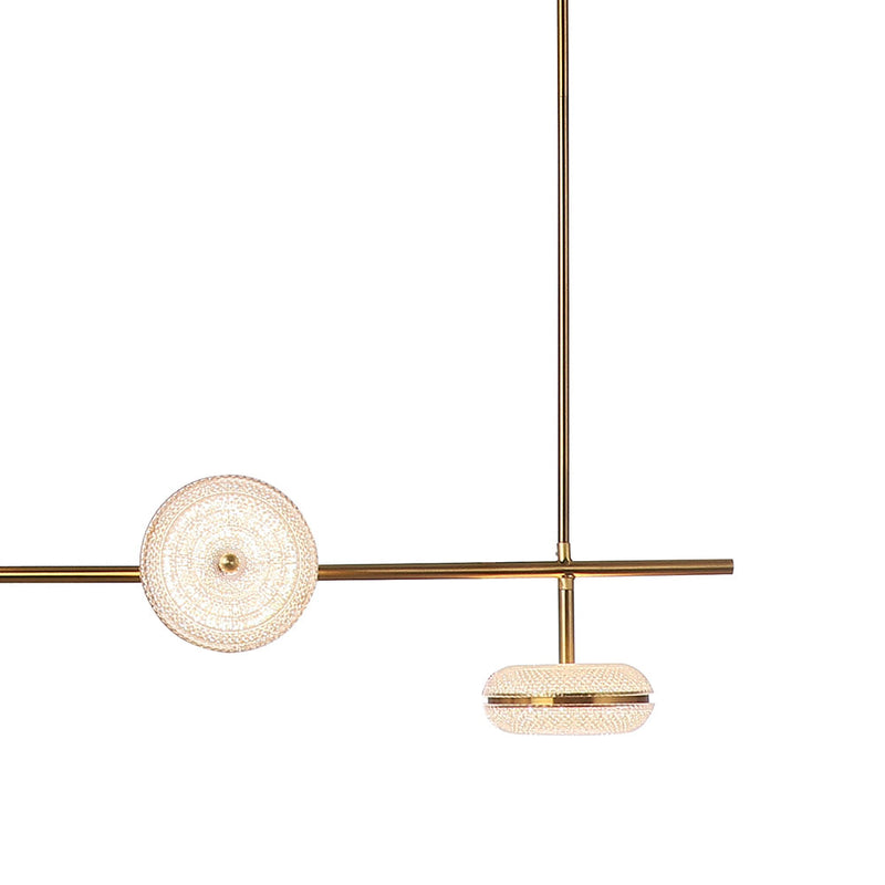 Pendente Dende Dourado e Transparente (c)28cm (l)123cm (a)15cm  4x13w 3000k 4160lm - JJ019 - Bella Iluminação