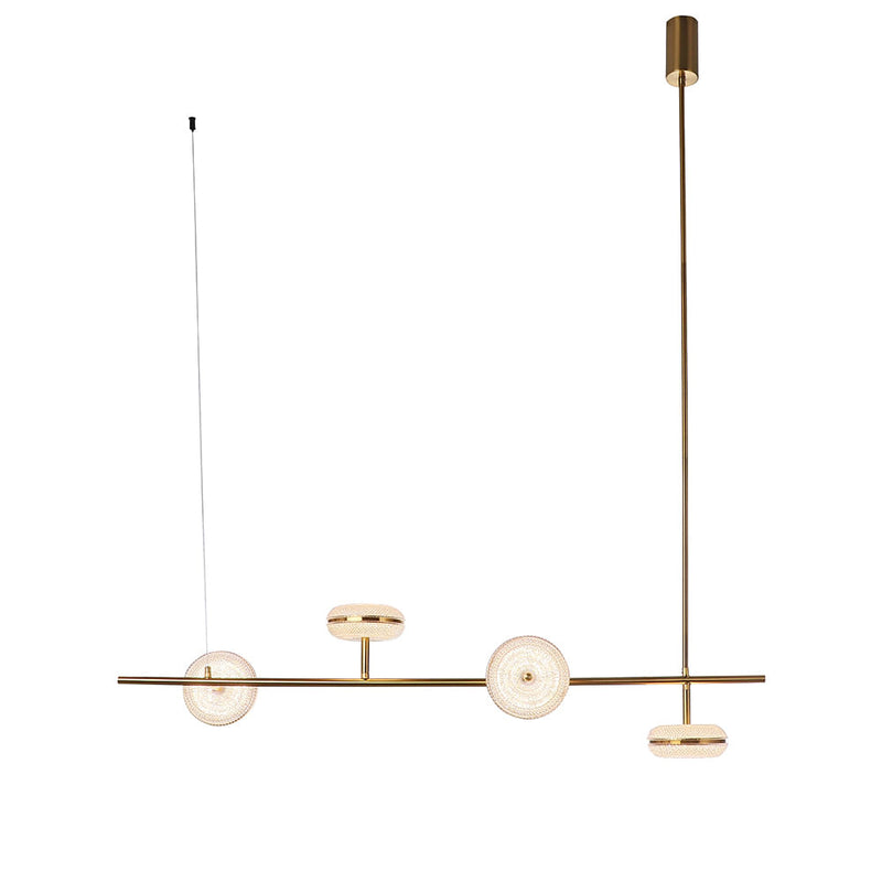 Pendente Dende Dourado e Transparente (c)28cm (l)123cm (a)15cm  4x13w 3000k 4160lm - JJ019 - Bella Iluminação