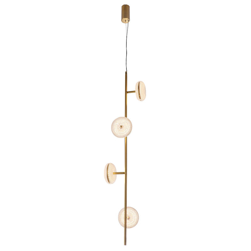 Pendente Dende Dourado e Transparente (c)28cm (l)28cm (a)122.5cm  4x13w 3000k 4160lm - JJ020 - Bella Iluminação