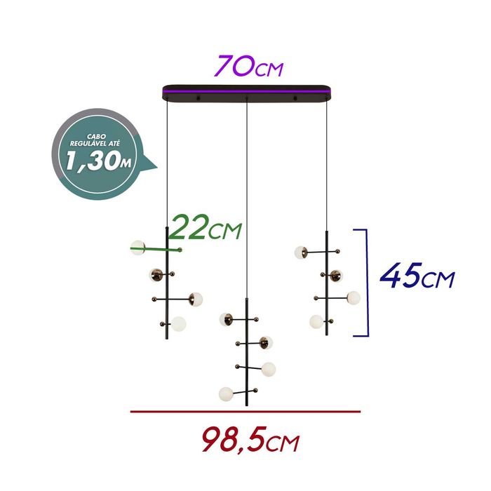 Pendente Fuxico 12x LED 36W JU002 Bella Iluminação ST2443