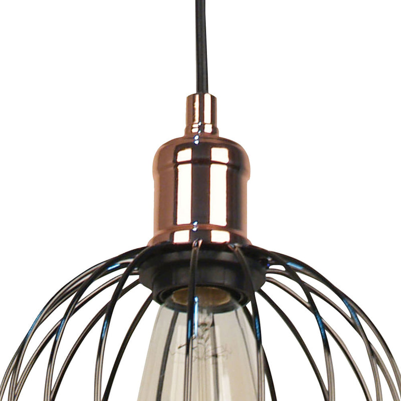 Pendente Cage Cobre e Preto (d)18cm (a)22cm  1xe27 40w - JY010 - Bella Iluminação