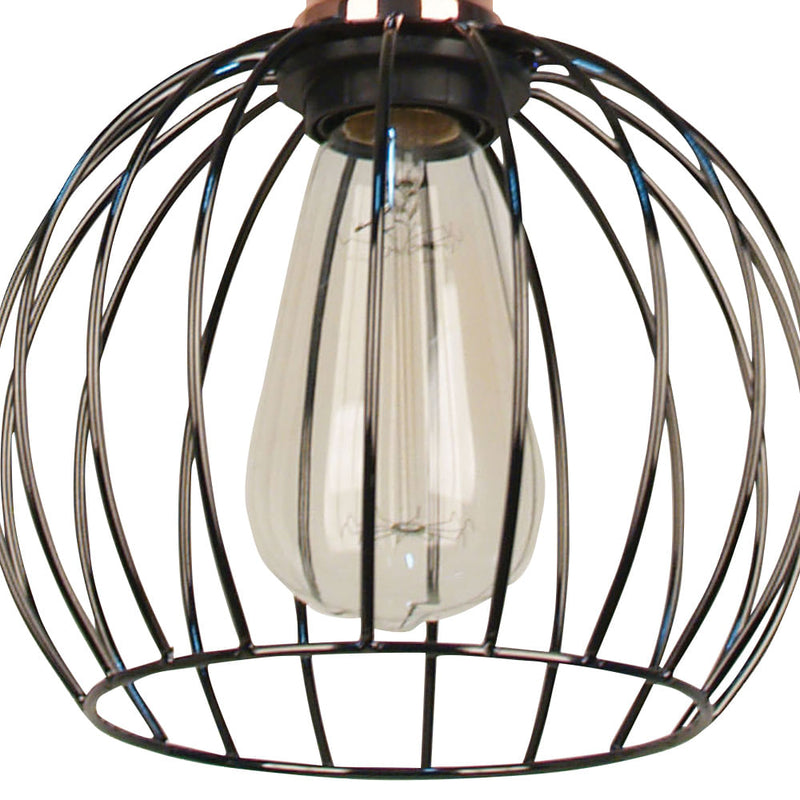 Pendente Cage Cobre e Preto (d)18cm (a)22cm  1xe27 40w - JY010 - Bella Iluminação