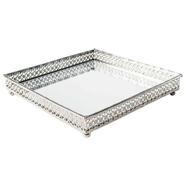 Bandeja Decorativa Quadrada 17m Metal Espelho Kv0078 St2161