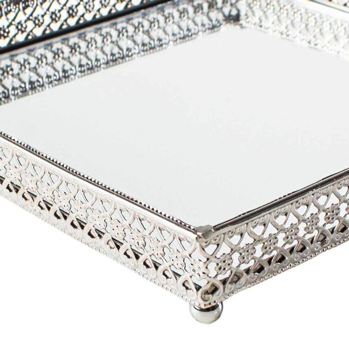 Bandeja Decorativa Quadrada 17m Metal Espelho Kv0078 St2161