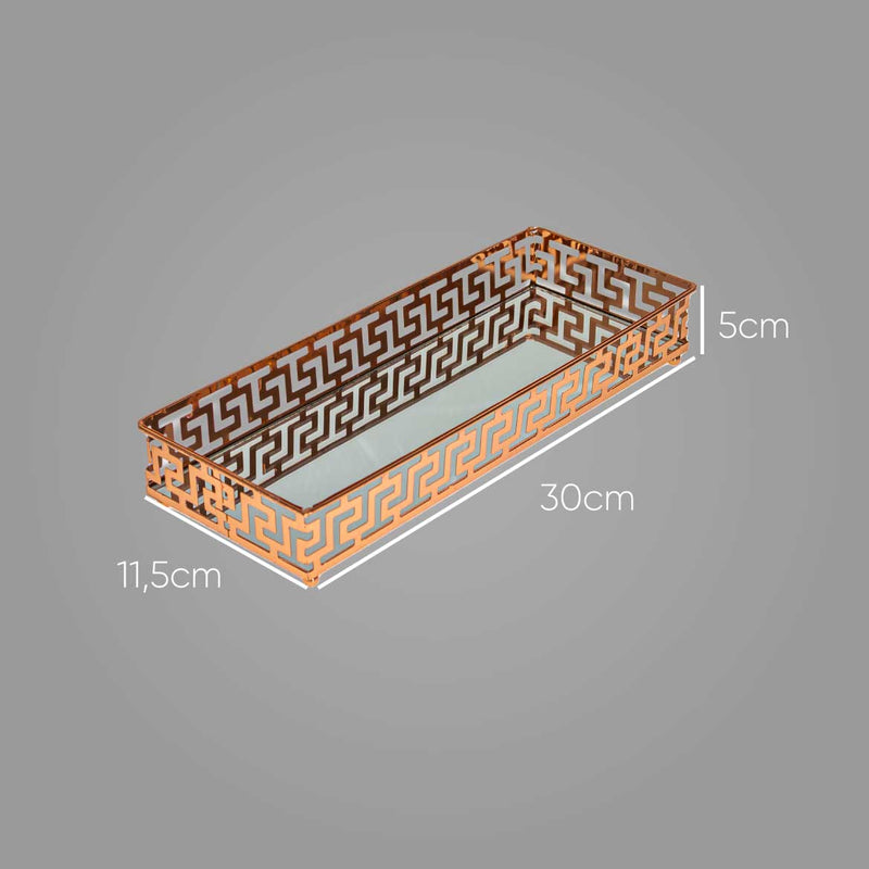 Bandeja Espelhada Cobre Retangular 11,5x30cm Decorativa KV0106 St1638