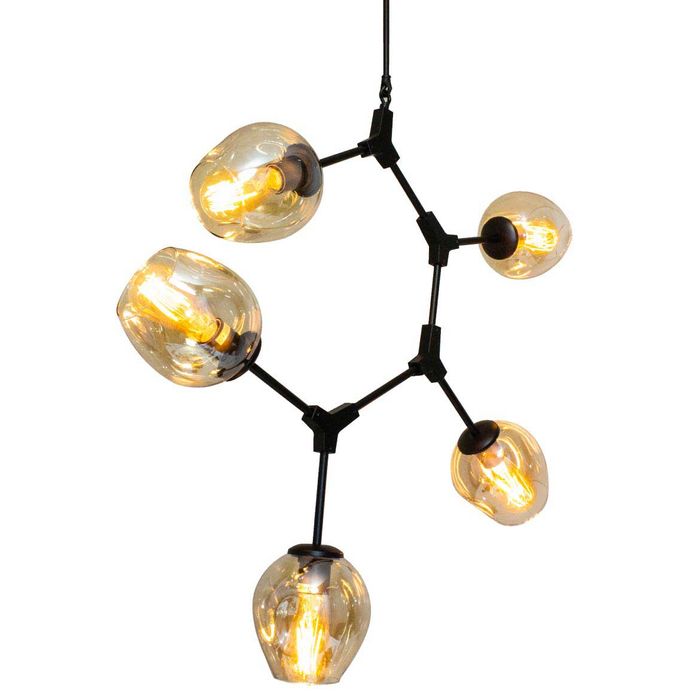 Pendente Orbe Preto e Champagne 5xE27 KY001S Bela Iluminação St1482