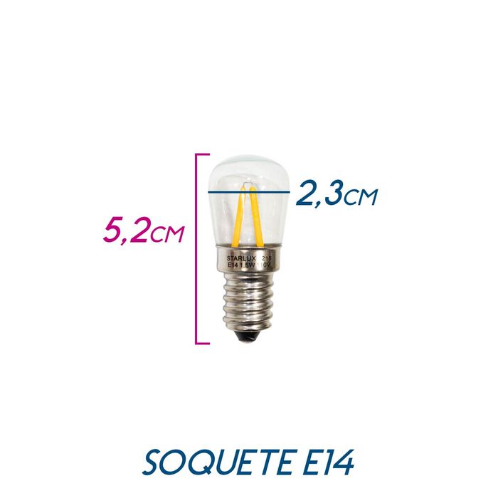 Lâmpada Filamento LED E14 1,5W 2400k Starlux L003C1.5 ST1853