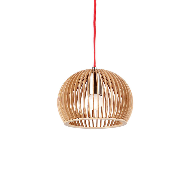 Pendente Wood Cromado e Marrom (d)22cm (a)15cm  1xe27 40w - LB001 - Bella Iluminação