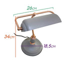 Luminária De Mesa Abajur Cinza Banker Lamp Escritório Biblioteca Estudos LM1318CZ St1347