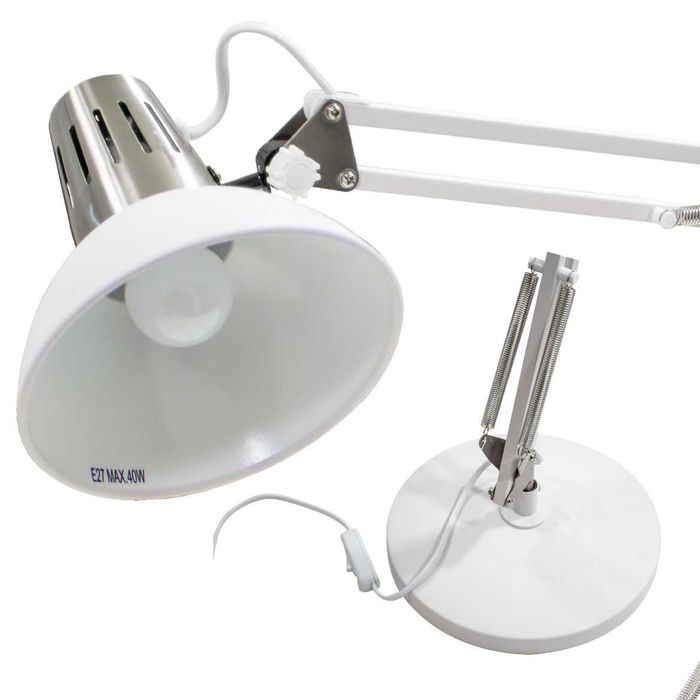 Luminária De Mesa Abajur Articulada 1 E-27 Branca LM860-BR St1204