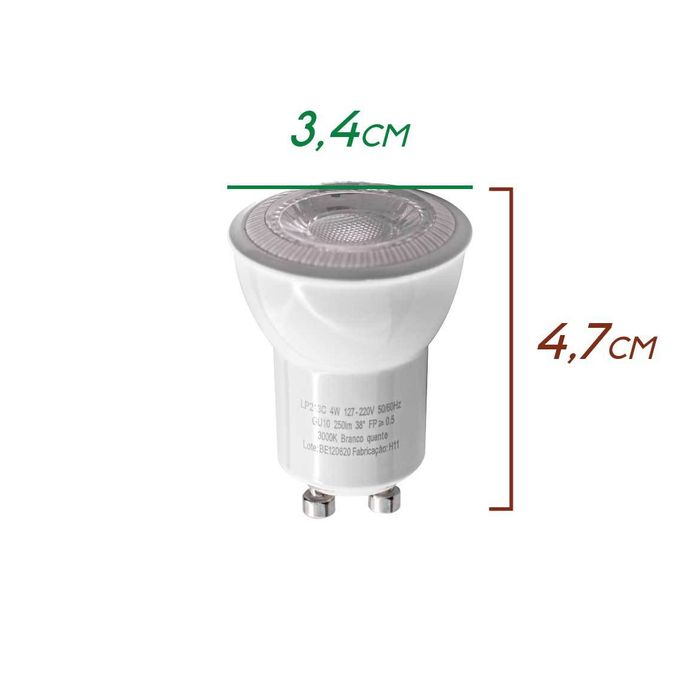 Lâmpada LED Mini Dicroica 4W 3000k MR11 GU10 LP213C St2116