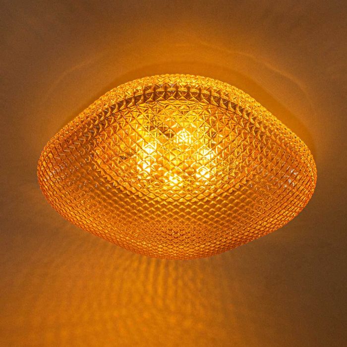 Plafon Ozzy Âmbar Metal E Vidro 50cm Starlux LT-002L AB St1952