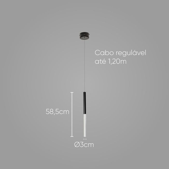 Pendente Glicinia Preto Fosco LED 5W 2700k KY007 Starlux ST2564