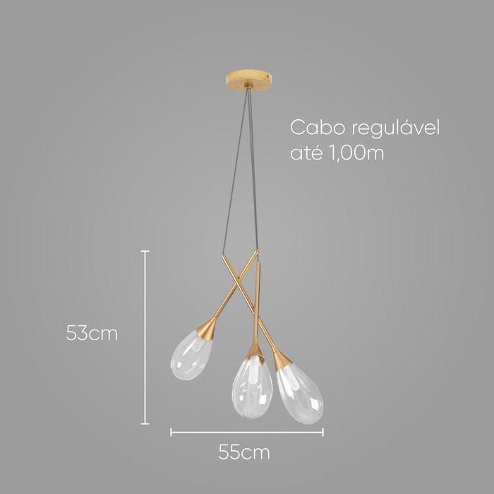 Pendente Mayla Ouro/incolor para 3x G9 LT005-CL Starlux ST2569