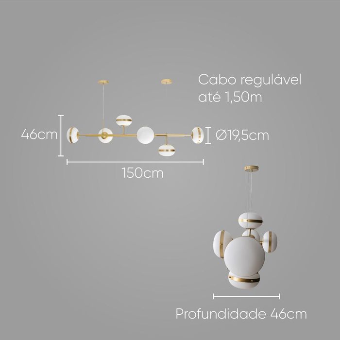 Pendente Heidi Ouro e Branco para 6x E27 LT007-WH Starlux ST2571