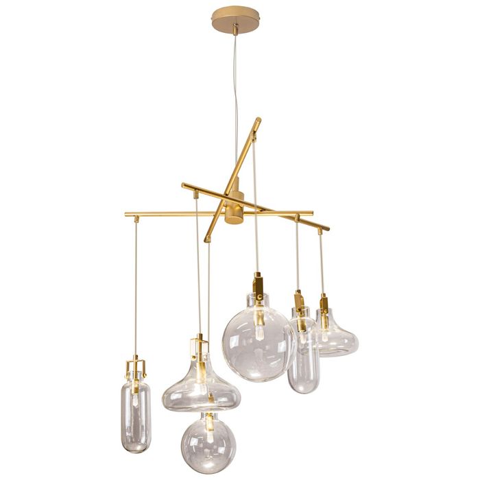 Pendente Babel Ouro Fosco Cúpula Vidro Transparente para G9 LT008-CL Starlux ST2558