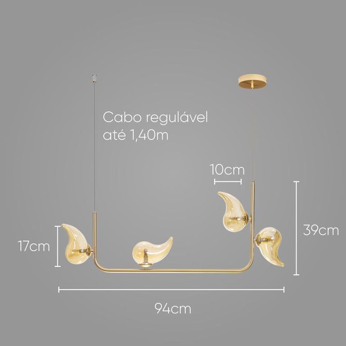 Pendente Angel Ouro Fosco e Ambar LT009-AB Ouro Ambar para 4x G9 Starlux ST2611