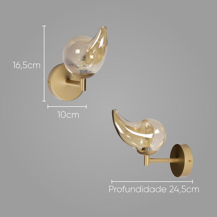 Arandela Angel Ouro Fosco e Ambar L18 X H24 cm para 1x G9 LtT010-AB Starlux ST2612