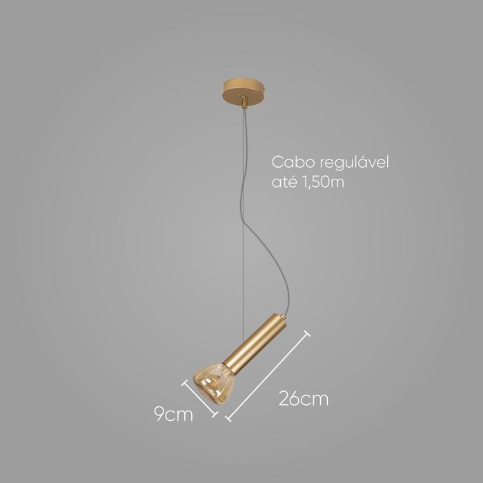Pendente Aiko LT013-AB Ouro Fosco + Ambar Starlux para G9  ST2575