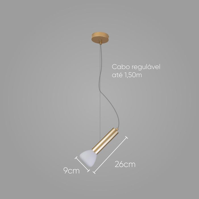Pendente Aiko LT013-WH Ouro Fosco + Branco para G9 Starlux ST2575