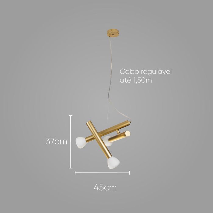 Pendente Aiko Ouro Fosco e Branco para 3x G9 LT014-WH Starlux ST2578