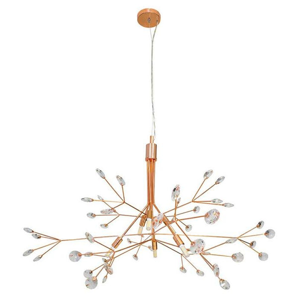 Lustre Pendente Em Cristal Ø88x59cm Heracleum Folhas LT637 St1471