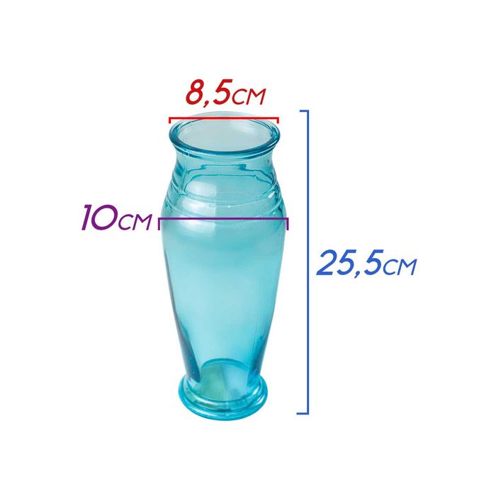 Vaso de Vidro P/ Flores Azul Clássico 10x25,5cm LW0008C St2226