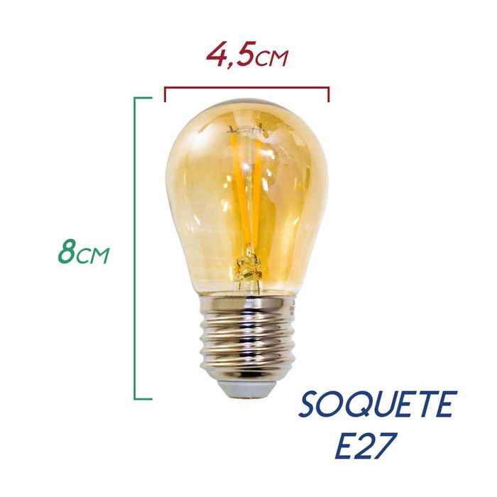Lâmpada Retro Filamento LED G45 Branco Quente 2200k DS9710 St1547-Opus-Starlumen