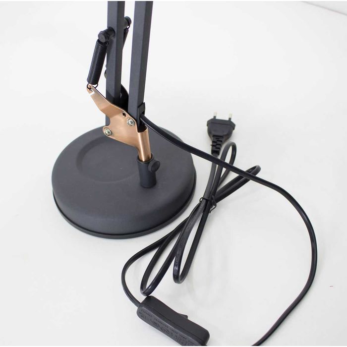 Luminária De Mesa Abajur Articulada 1 E-27 Preto/cobre QLM1160PT St378-Quality-Starlumen