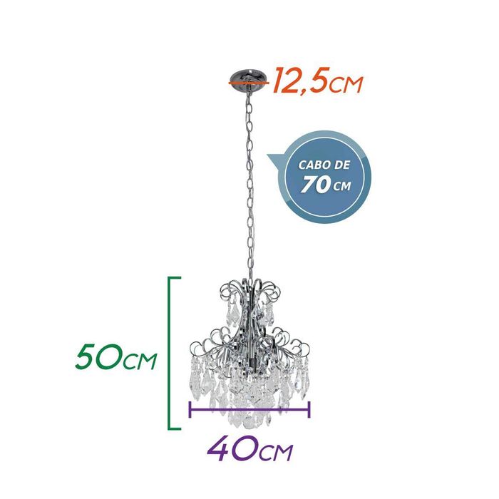 Lustre Clássico Cristal Malipiero P/4 E14 Tupiara 5204 CR CT St1365