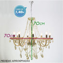 Lustre Cristal K9 Anjou Bella Champanhe 8 Braço JF018A St756-Bella Iluminação-Starlumen