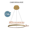 Lustre Pendente Anel LED 20W 1 Arco 40cm QPD1300-DO St459- Dourado-Quality-Starlumen