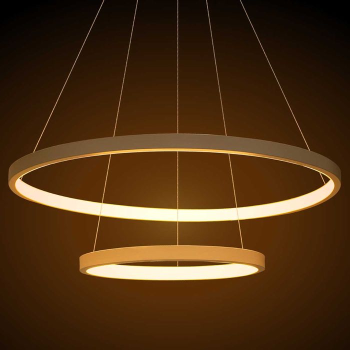 Lustre Pendente Anel LED 40W 2 Arcos 50cm QPD1301-BR St549 - Branco-Quality-Starlumen