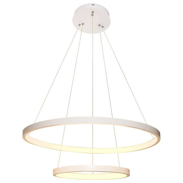 Lustre Pendente Anel LED 40W 2 Arcos 50cm QPD1301-BR St549 - Branco-Quality-Starlumen