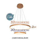 Lustre Pendente Anel LED 40W 2 Arcos 50cm QPD1301-CO St549 - Cobre-Quality-Starlumen