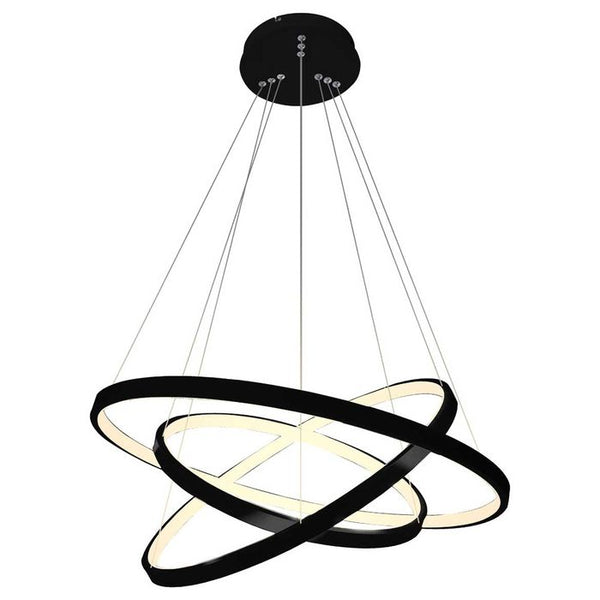 Lustre Pendente Anel LED 89W 3 Arcos 60cm QPD1303-PT St517 - Preto-Quality-Starlumen