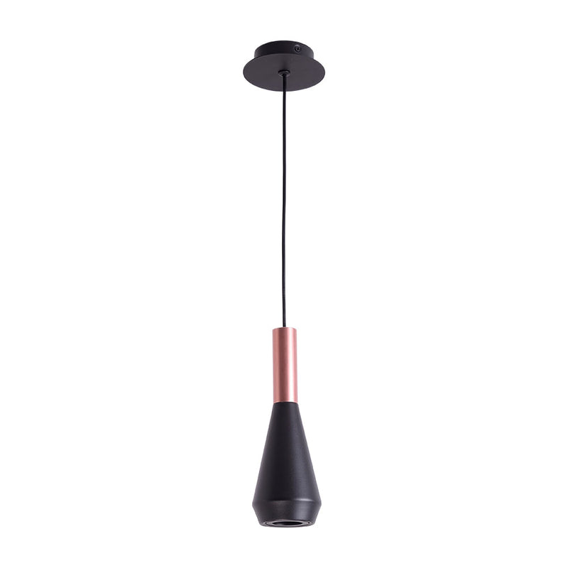 Pendente Pituco Rose Gold e Preto e Preto (d)9cm (a)26cm  1xgu10 10w - ML016B - Bella Iluminação