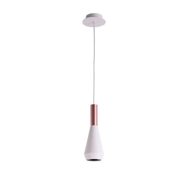 Pendente Pituco Rose Gold e Branco e Branco (d)9cm (a)26cm  1xgu10 10w - ML016W - Bella Iluminação