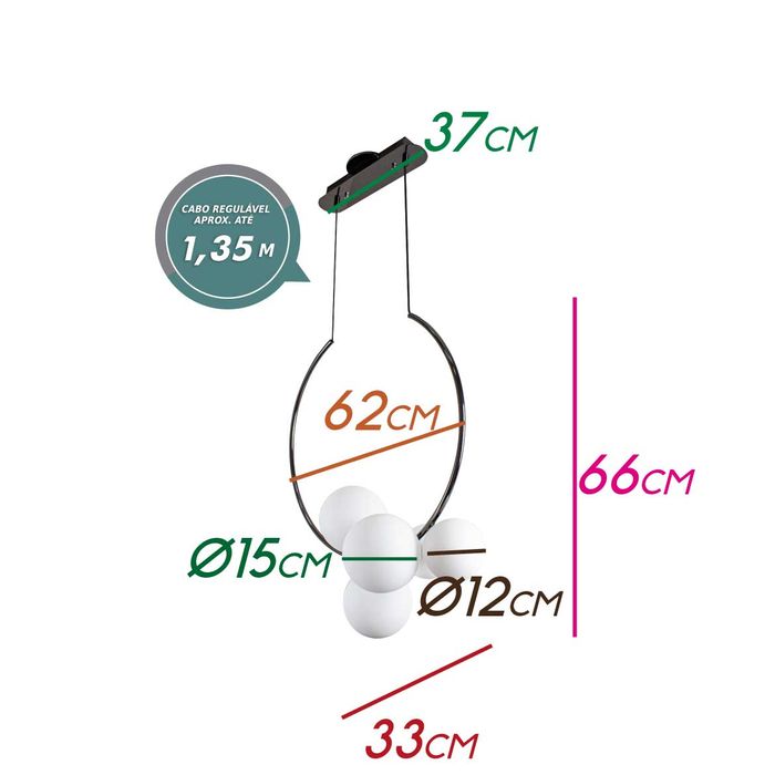 Pendente Nero Globo Vidro p/G9 Bella Iluminação Mm002 St2243